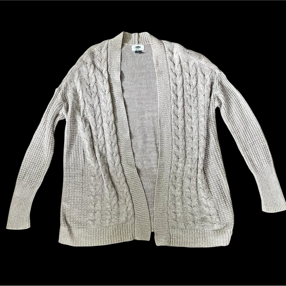 Old Navy Light Gray Cable Knit Cardigan Sweater